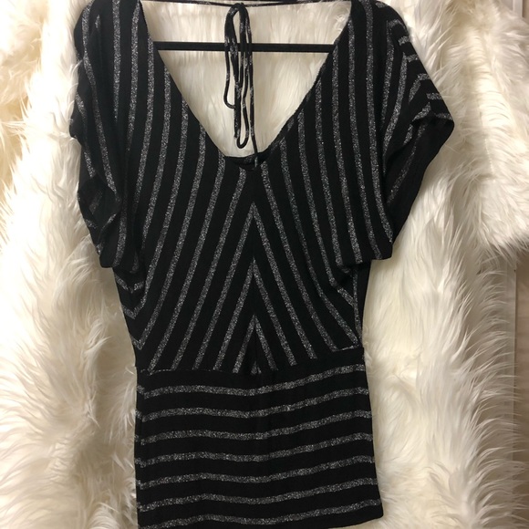 Rue21 Black and silver striped blouse - Picture 3 of 3